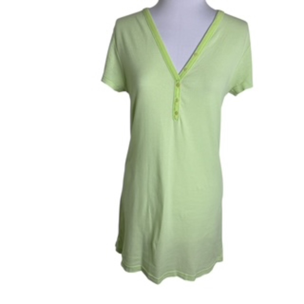 Tommy Hilfiger Pinstripe V-Neck Mock 1/4 Button Front Sleepwear Size M